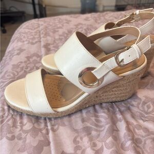 Elegant White Wedge Sandals